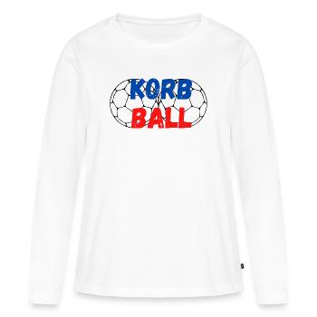 Korbball Schriftzug mit zwei Korbbällen - Frauen Premium Bio Langarmshirt - Weiß - Vorne - Julia (174cm)