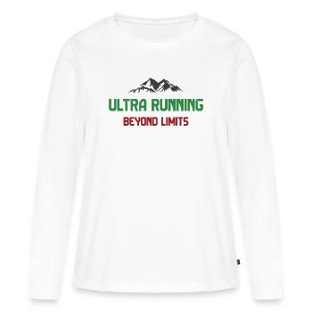 Ultra Running - Jenseits der Grenzen - Frauen Premium Bio Langarmshirt - Weiß - Vorne - Julia (174cm)