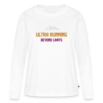 Ultra Running - Jenseits der Grenzen - Frauen Premium Bio Langarmshirt - Weiß - Vorne - Julia (174cm)