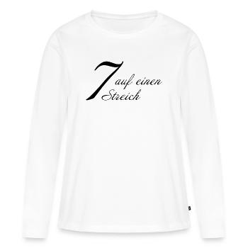 Sept d’un seul coup - T-shirt manches longues Premium bio Femme - blanc - Devant - Julia (174cm)