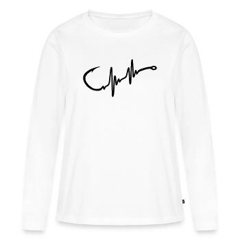 Hameçon Heartbeat - T-shirt manches longues Premium bio Femme - blanc - Devant - Julia (174cm)