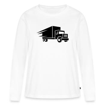 Icône du camion de transport - T-shirt manches longues Premium bio Femme - blanc - Devant - Julia (174cm)
