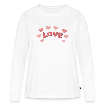Amour Lettres 3D et Cœurs - T-shirt manches longues Premium bio Femme - blanc - Devant - Julia (174cm)