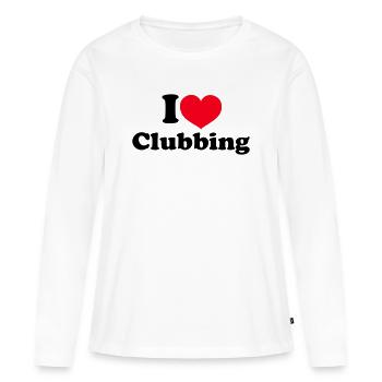 J’adore sortir en boîte - T-shirt manches longues Premium bio Femme - blanc - Devant - Julia (174cm)