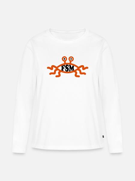 FSM Fliegendes Spaghettimonster Symbol - Frauen Premium Bio Langarmshirt - Weiß