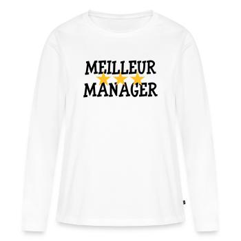 Meilleur Manager - T-shirt manches longues Premium bio Femme - blanc - Devant - Julia (174cm)