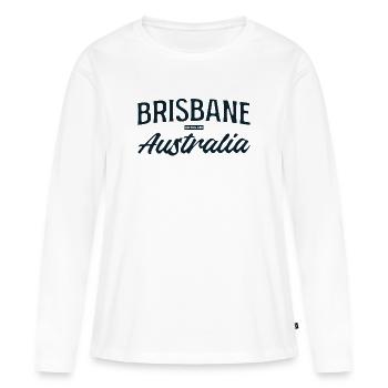 Brisbane Australie Script - T-shirt manches longues Premium bio Femme - blanc - Devant - Julia (174cm)