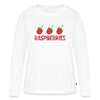 FRAMBOISES - T-shirt manches longues Premium bio Femme - blanc - Devant - Julia (174cm)