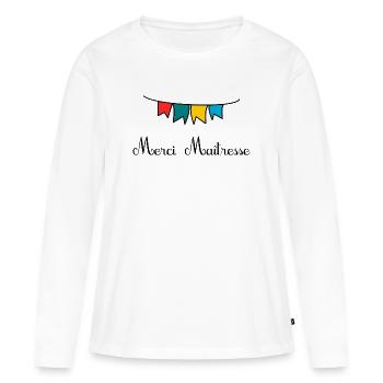 MERCI. MAÎTRESSE. MAÎTRE. MERCI MAÎTRESSE - T-shirt manches longues Premium bio Femme - blanc - Devant - Julia (174cm)