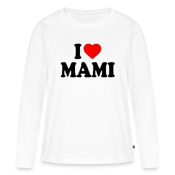I love mami - T-shirt manches longues Premium bio Femme - blanc - Devant - Julia (174cm)
