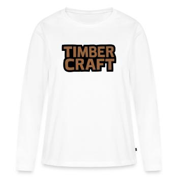 Timber Craft Schriftzug Logo - Frauen Premium Bio Langarmshirt - Weiß - Vorne - Julia (174cm)