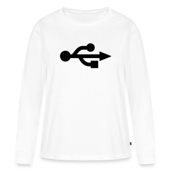 USB Logo - Nerd - Geek - Frauen Premium Bio Langarmshirt - Weiß - Vorne - Julia (174cm)