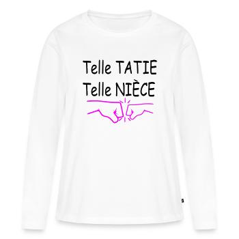 Telle Tatie Telle Nièce / message touchant - T-shirt manches longues Premium bio Femme - blanc - Devant - Julia (174cm)