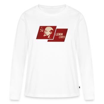 Lenin Lives Flag - T-shirt manches longues Premium bio Femme - blanc - Devant - Julia (174cm)