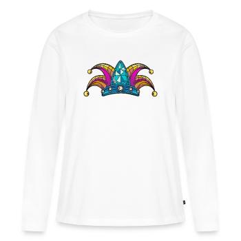 Casquette de fou Casquette de fou pour carnaval et carnaval - T-shirt manches longues Premium bio Femme - blanc - Devant - Julia (174cm)