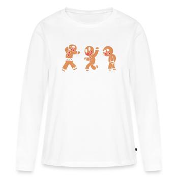 Bonhomme en pain d'épices Pain d'épices de Noël - T-shirt manches longues Premium bio Femme - blanc - Devant - Julia (174cm)