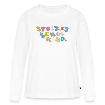 Fier écolier - T-shirt manches longues Premium bio Femme - blanc - Devant - Julia (174cm)