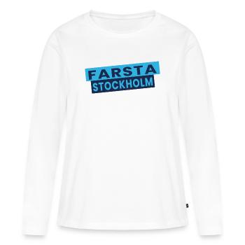 Farsta Stockholm Blaue Typografie-Layout - Frauen Premium Bio Langarmshirt - Weiß - Vorne - Julia (174cm)