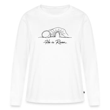 Er ist auferstanden - Frauen Premium Bio Langarmshirt - Weiß - Vorne - Julia (174cm)