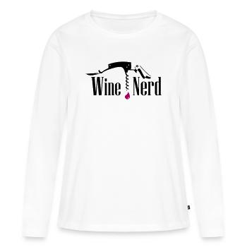 Passionné de vin - T-shirt manches longues Premium bio Femme - blanc - Devant - Julia (174cm)