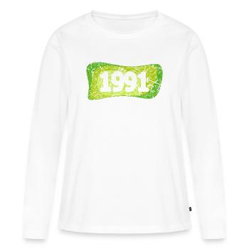 1991 - T-shirt manches longues Premium bio Femme - blanc - Devant - Julia (174cm)
