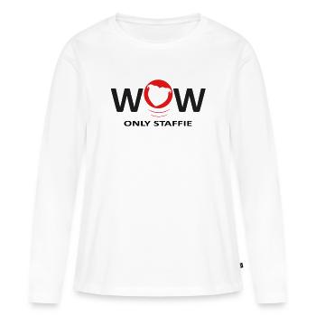 Staffies wow - 040 - Frauen Premium Bio Langarmshirt - Weiß - Vorne - Julia (174cm)