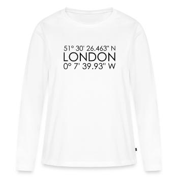 Coordonnées de Londres - T-shirt manches longues Premium bio Femme - blanc - Devant - Julia (174cm)