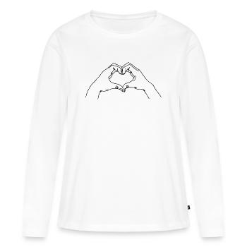 Geste de la main AMOUR - T-shirt manches longues Premium bio Femme - blanc - Devant - Julia (174cm)