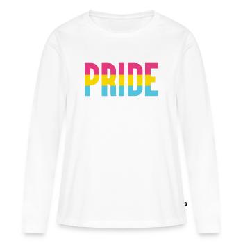 Mois de la fierté LGBT - Fierté pansexuelle - T-shirt manches longues Premium bio Femme - blanc - Devant - Julia (174cm)