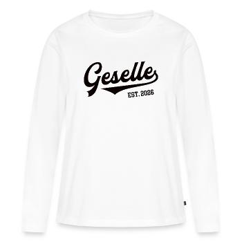 Compagnon 2026 : Examen de compagnon réussi, formation - T-shirt manches longues Premium bio Femme - blanc - Devant - Julia (174cm)