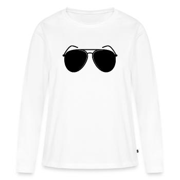 Sonnenbrille - Frauen Premium Bio Langarmshirt - Weiß - Vorne - Julia (174cm)