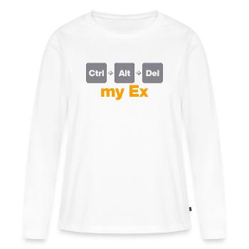 Ctrl Alt Del my Ex für Gamer und Nerds, Split - Frauen Premium Bio Langarmshirt - Weiß - Vorne - Julia (174cm)