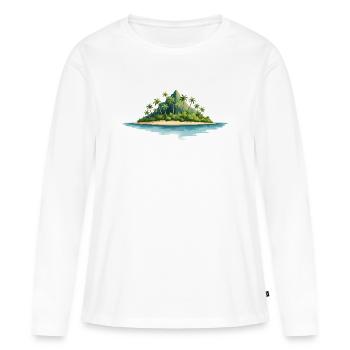 Île tropicale - T-shirt manches longues Premium bio Femme - blanc - Devant - Julia (174cm)