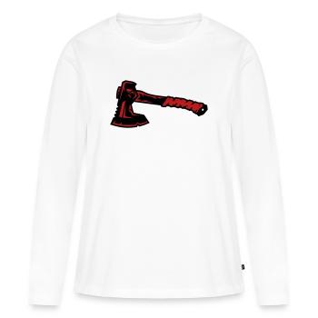Axe Lumberjack Bushcraft Camping de survie - T-shirt manches longues Premium bio Femme - blanc - Devant - Julia (174cm)