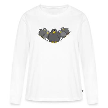 Vogel fett und witzig - Frauen Premium Bio Langarmshirt - Weiß - Vorne - Julia (174cm)