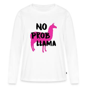 No prob llama - Frauen Premium Bio Langarmshirt - Weiß - Vorne - Julia (174cm)