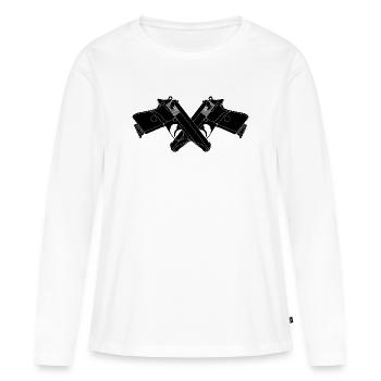 Deux pistolets croisés valse - T-shirt manches longues Premium bio Femme - blanc - Devant - Julia (174cm)