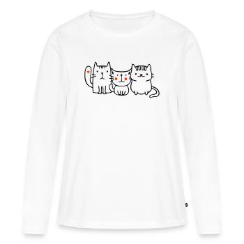Chats, amis - T-shirt manches longues Premium bio Femme - blanc - Devant - Julia (174cm)