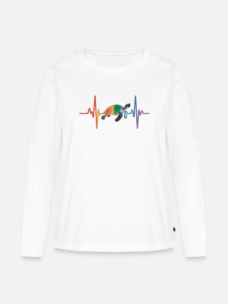 Bunte Schildkröte im Herzschlag Design - Frauen Premium Bio Langarmshirt - Weiß