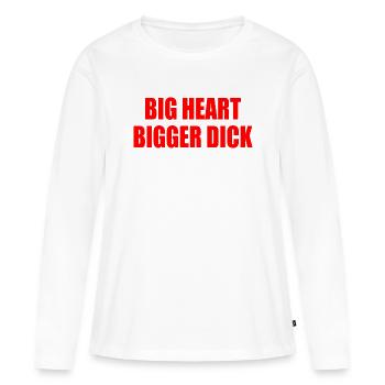 big heart bigger dick - T-shirt manches longues Premium bio Femme - blanc - Devant - Julia (174cm)