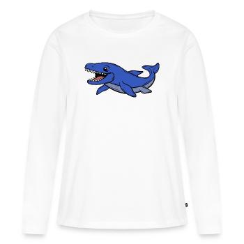 Dino - Frauen Premium Bio Langarmshirt - Weiß - Vorne - Julia (174cm)