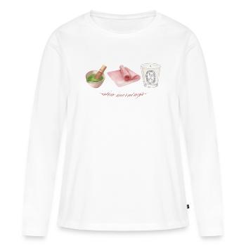 Matin lent - T-shirt manches longues Premium bio Femme - blanc - Devant - Julia (174cm)