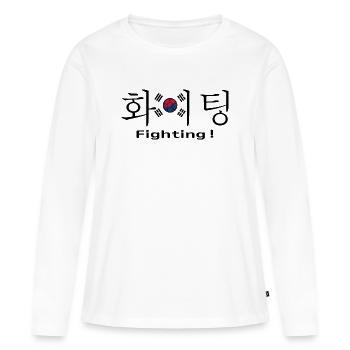 Corée du Sud football supporter fighting hangul - T-shirt manches longues Premium bio Femme - blanc - Devant - Julia (174cm)
