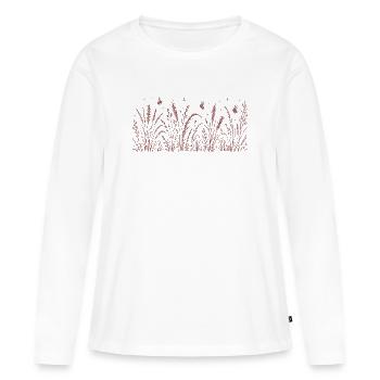 Abeilles et fleurs - T-shirt manches longues Premium bio Femme - blanc - Devant - Julia (174cm)