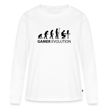 l'évolution de gamer - T-shirt manches longues Premium bio Femme - blanc - Devant - Julia (174cm)