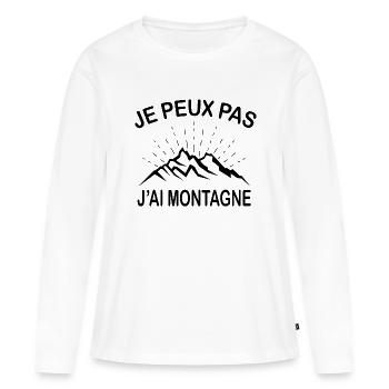 Je Peux Pas J'ai Montagne - T-shirt manches longues Premium bio Femme - blanc - Devant - Julia (174cm)