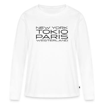 Westerland, Sylt, Allemagne, Île, Mer du Nord - T-shirt manches longues Premium bio Femme - blanc - Devant - Julia (174cm)