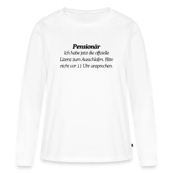 Enfin retraité - T-shirt manches longues Premium bio Femme - blanc - Devant - Julia (174cm)