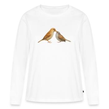 Motif Birds 1.1 - T-shirt manches longues Premium bio Femme - blanc - Devant - Julia (174cm)