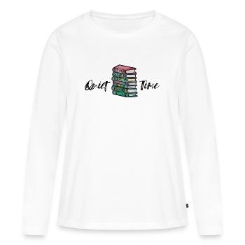 Vibrant Stack of Books Illustration - Women's Premium Organic Long Sleeve Shirt - white - Front - Julia (174cm)